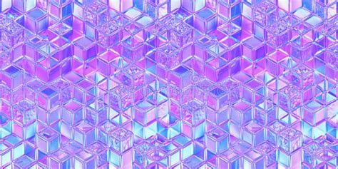 Seamless Frosted Etched Glass 80s Holographic Purple Aesthetic Stacked Isometric Cube Wall ...