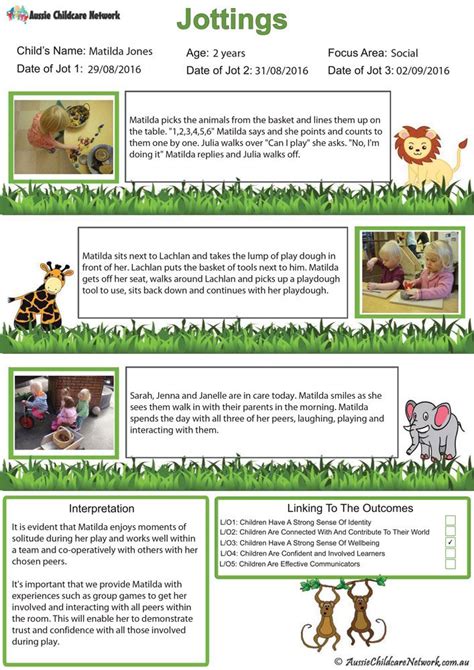 Jottings Jungle Observation - Aussie Childcare Network | Learning stories examples, Aussie ...