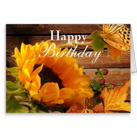 Happy Birthday Card, Rustic Country Fall Sunflower Card | Zazzle.com ...