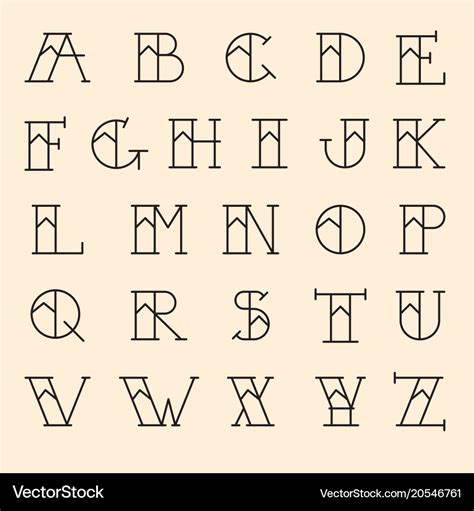 Old school tattoo alphabet letters tattoo Vector Image