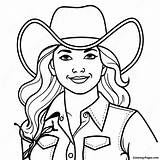 Happy Cowgirl In Western Outfit Coloring Page  Pagescom sketch template