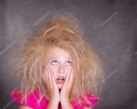 Crazy bed hair | Girl with crazy tangled hair — Stock Photo © sjhuls ...