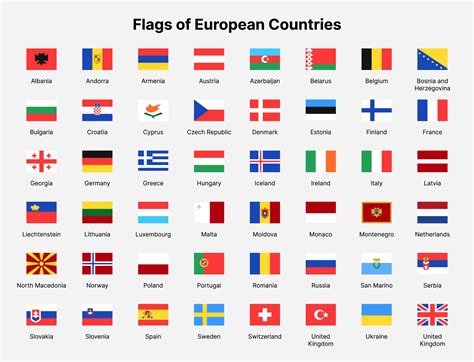 Europe countries flags. Flags of countries in Europe. 13709697 Vector Art at Vecteezy