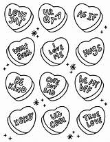 Sweethearts Candy Hearts Sketch Coloring Page sketch template
