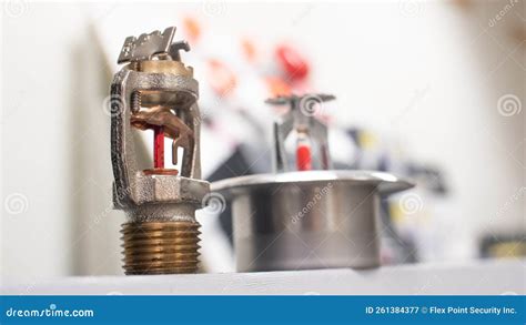 Fire Sprinkler Heads with Fusible Links and Frangible Bulbs Stock Image - Image of escape ...