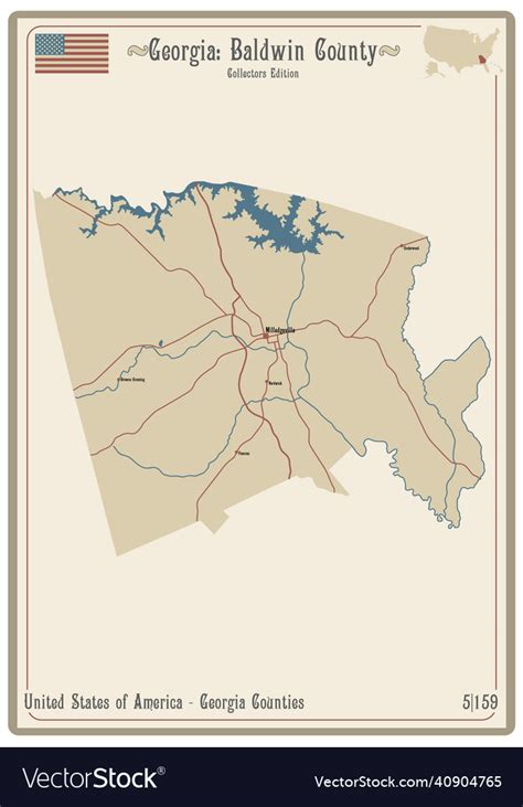 Map of baldwin county in georgia Royalty Free Vector Image