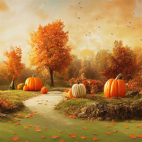 Fall Scenery Pumpkins Photography Backdrop M8-46 – Dbackdrop