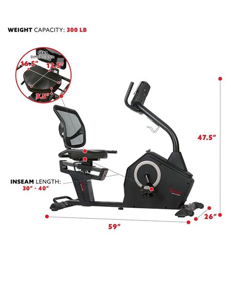 Sunny Health & Fitness Stationary Recumbent Bike with Programmable LCD ...