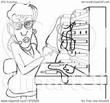 Smiling Phone Operator Cartoon Sketch Coloring Page sketch template
