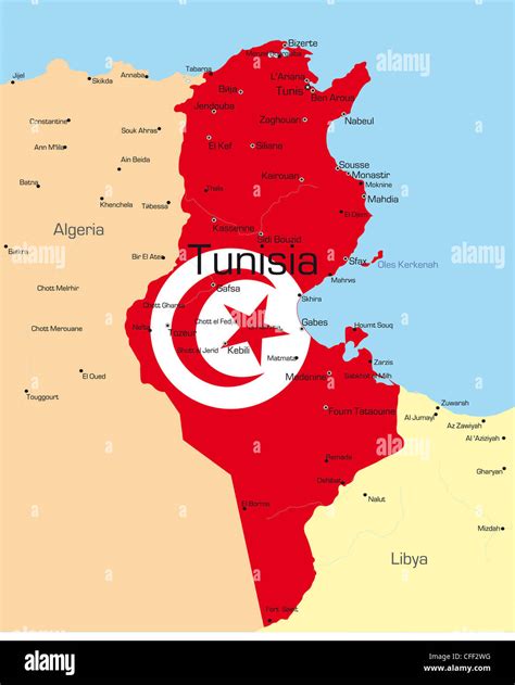 Tunisia Flag Map