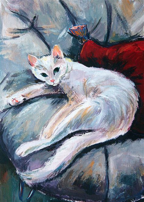 White Cat Original Painting, Картина - Natasha Ledeneva | Artmajeur