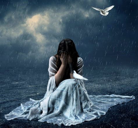 Lonely girl crying with tears in rain thinking of forgotten love ... in 2019 | Lonely girl, Lost ...