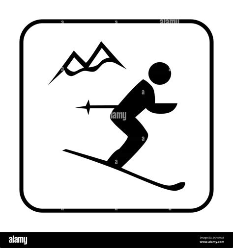 Downhill skiing symbol icon Stock Photo - Alamy