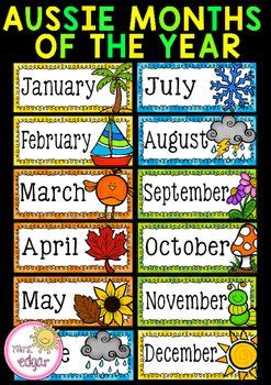 Australian Months of the Year: Twelve months of the year posters to hang in your class. Each ...