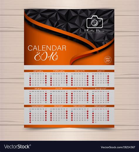 Calendar for 2018 brown background design template