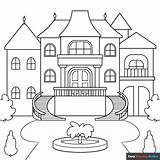 Mansion Coloring Page  Easy Drawing Guides sketch template