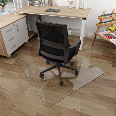 BEAUTYPEAK 46" x 55" Tempered Glass Office Chair Mat for Carpet or Hard ...