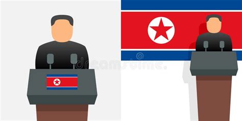 Supreme Leader of North Korea and Flag Stock Vector - Illustration of ...