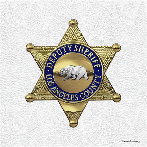 County Of Los Angeles Sheriff's Department - L A S D Deputy Sheriff Badge Over White Leather ...