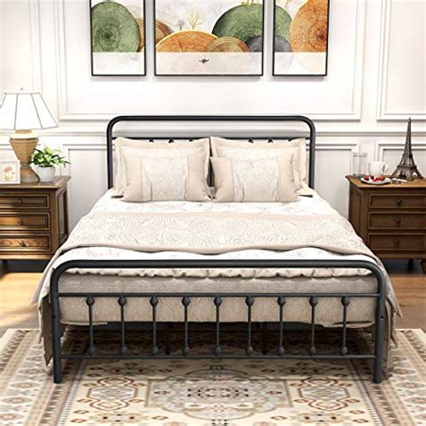 Buy Metal Queen Bed Frame with Headboard and Footboard Farmhouse Platform Bed Frame Queen Size ...