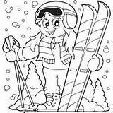 Girl Skiing Coloring Page Pages sketch template