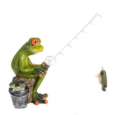 6 Inches High Fishing Frog Figurine - Globe Imports