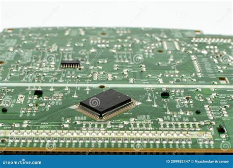 Components of Microprocessor Devices are Installed on a Printed Circuit ...