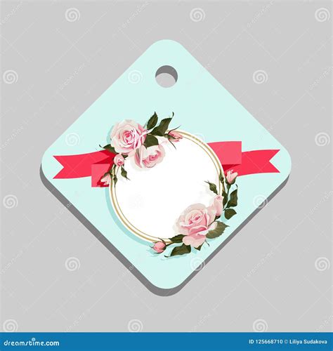 Flowered Gift Tag Shapes Vector Clip Art Isolated Luggage Tag with ...