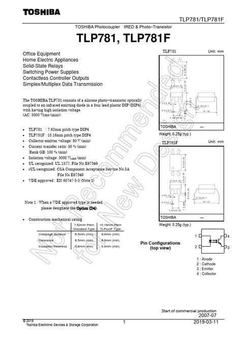 TLP781F Photocoupler Datasheet, Distribuidor, stock y mejor precio