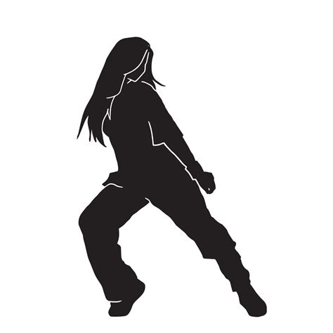 intérprete femenina de breakdance, baile callejero, silueta vectorial ...