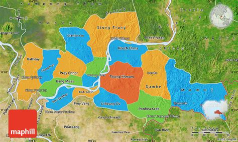 Political Map of Kampong Cham, satellite outside