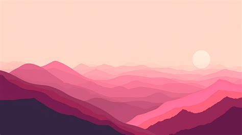 Pink Mountains Minimalist Wallpaper - Minimalist Desktop Wallpaper