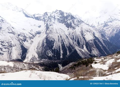 Caucasus Mountains Winter Spring 2018, Mountain Landscape Stock Photo - Image of altitude ...