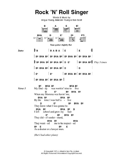 Rock 'N' Roll Singer by AC/DC - Guitar Chords/Lyrics - Guitar Instructor