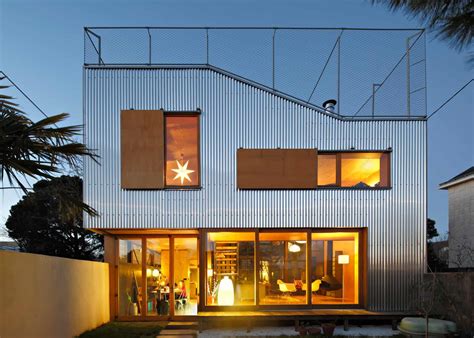 Cool French House with Corrugated Aluminium Facade and Roof Top Terrace
