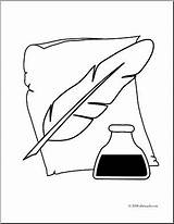 Clip Art Quill Pen And Inkwell coloring page – Abcteach sketch template