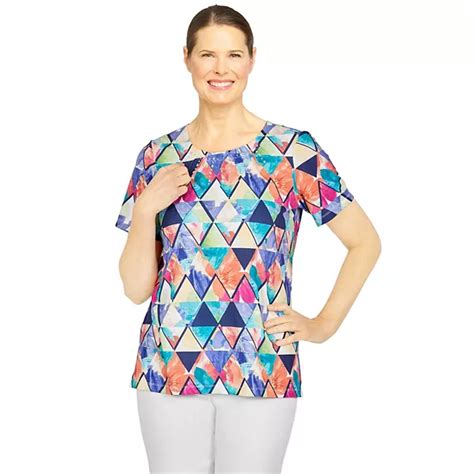 Petite Alfred Dunner Kaleidoscope Diamond Print Top