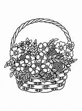 Basket Flowers Coloring Pages  Flower sketch template