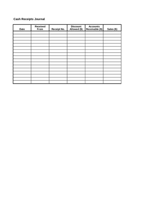 2022 Cash Receipts Journal Template - Fillable, Printable PDF & Forms ...