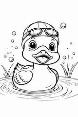 Printable Cute Duck Coloring Page For Kids  Premium AI Generated Image sketch template
