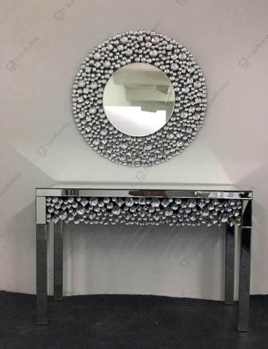 Crystal Console Table with Wall Mirror Set,Console Table with Wall Mirror