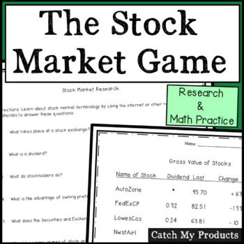 Stock Market Simulation by Catch My Products | Teachers Pay Teachers