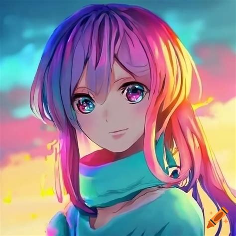 Anime with pastel colors and rainbow on Craiyon