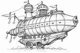 Steampunk airship Pencil coloring page Illustration  Premium AI sketch template