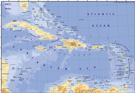 Caribbean Physical Map