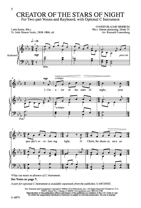 Creator of the Stars of Night (Two-Part ) by | J.W. Pepper Sheet Music