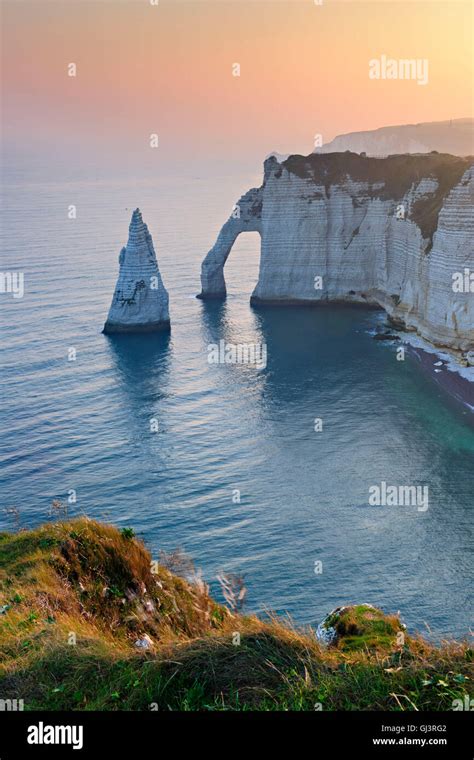 France, Normandy, Côte d'Albâtre, Etretat, sunrise Stock Photo - Alamy