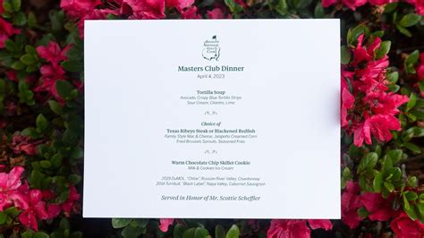 Masters Champions Dinner Menu 2024 - Dix Vickie