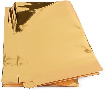 ewtshop® 25 Sheets Metallic Paper, Gold Foil Paper, Gold Foil, Shiny Gold Paper for Crafts, 8.27 ...