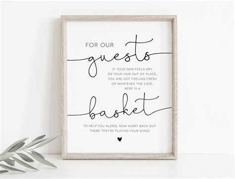 Wedding Bathroom Basket Sign Free Printable